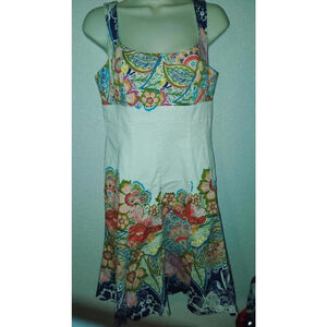 Nine West Floral Dress a line women Size 6 sleeveless flowers boho lined